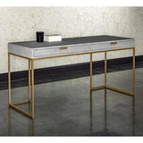 Jiro Desk - Grey Shagreen Antique Brass Legs-Home Office Desks-SUNPAN-LOOMLAN