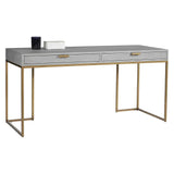 Jiro Desk - Grey Shagreen Antique Brass Legs-Home Office Desks-SUNPAN-LOOMLAN