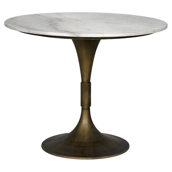 Jman Steel & Marble Round Dining Table Aged Brass