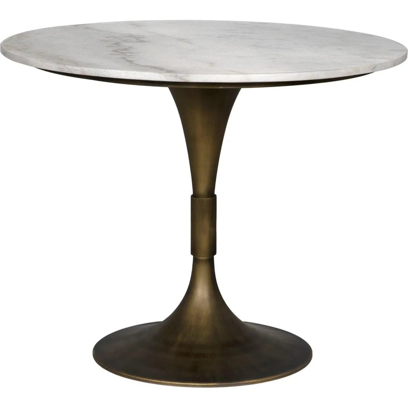 Jman Steel & Marble Round Dining Table Aged Brass