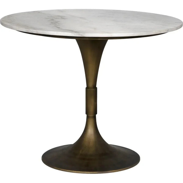 Jmna Round Marble Top Dining Table-Dining Tables-Noir-Brown-LOOMLAN