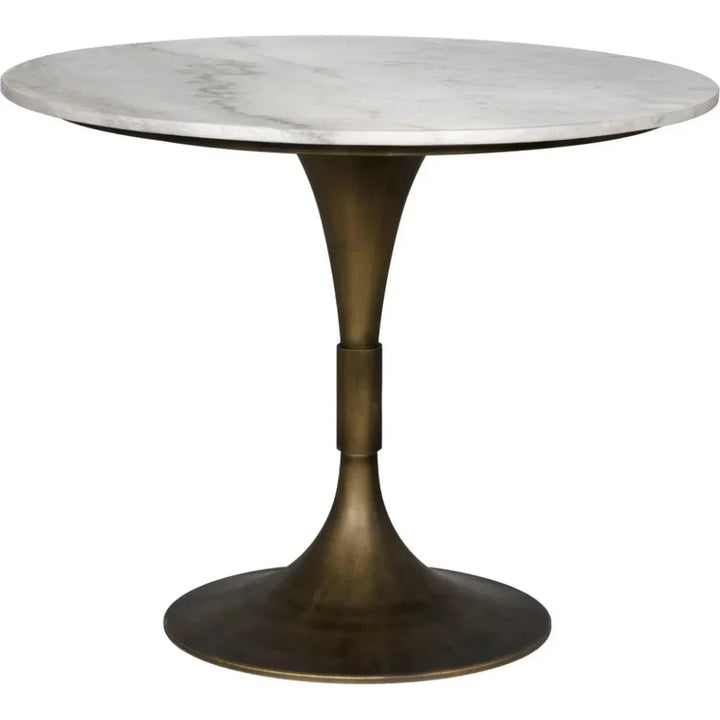 Jmna Round Marble Top Dining Table-Dining Tables-Noir-Brown-LOOMLAN