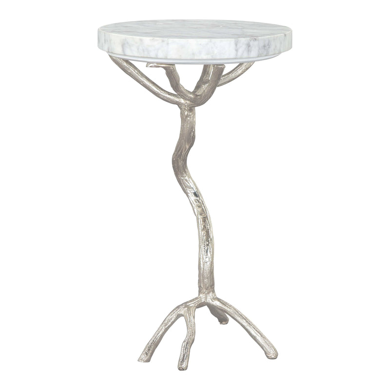Joel Side Table White & Silver Side Tables LOOMLAN By Zuo Modern