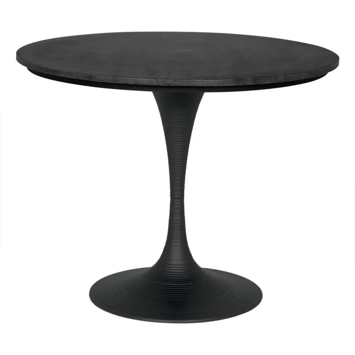 Joni Marble Top Round Dining Table-Dining Tables-Noir-Black-LOOMLAN