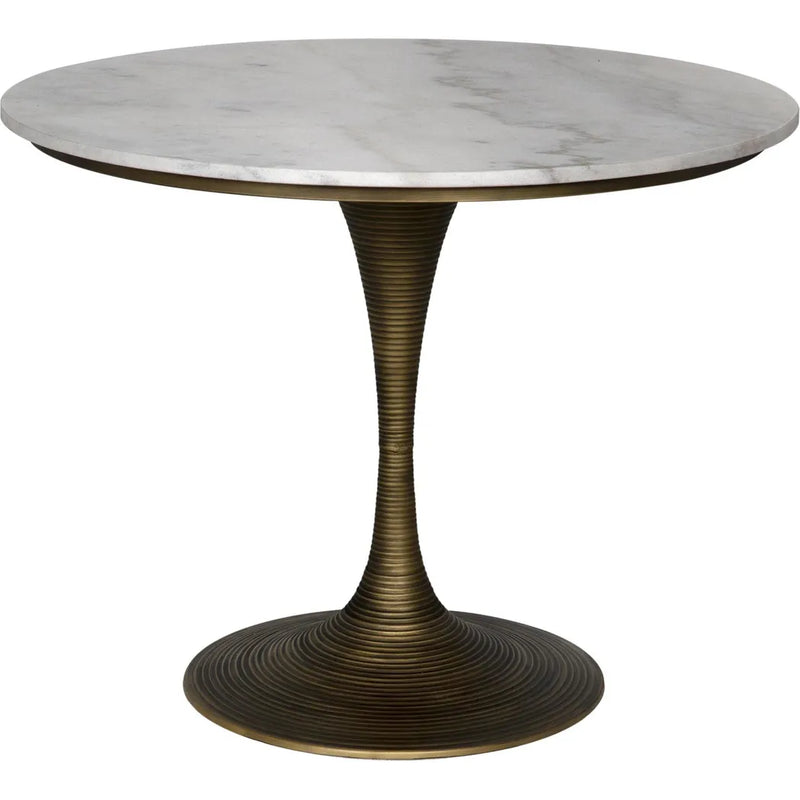 Joni Steel & Marble Round Dining Table Aged Brass