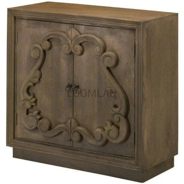 Brown Chiseled 2 Door Small Credenza Sunburn - LOOMLAN - LOOMLAN - Sideboards