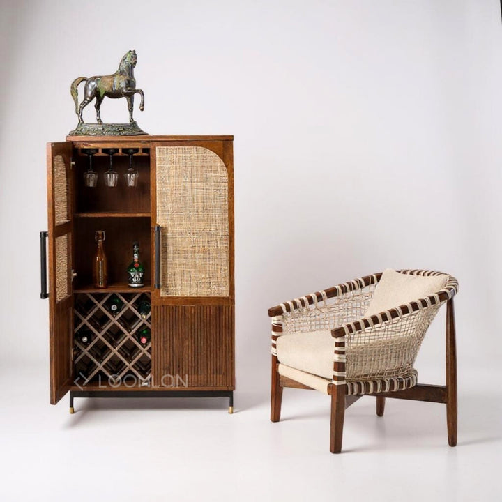 Jornessa Wooden Brown Bar Cabinet-Home Bar Cabinets-LOOMLAN-LOOMLAN