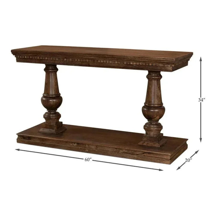 Joshua Console Table Drawers Walnut Wood - LOOMLAN - Sarreid - Console Tables