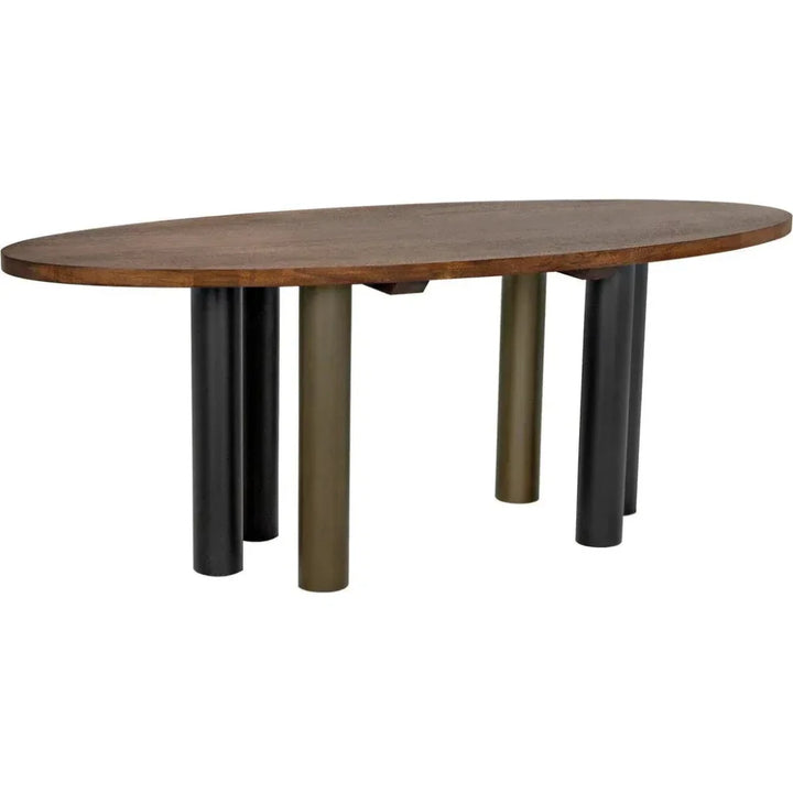 Journal Oval Dining Table Aged Brass - LOOMLAN