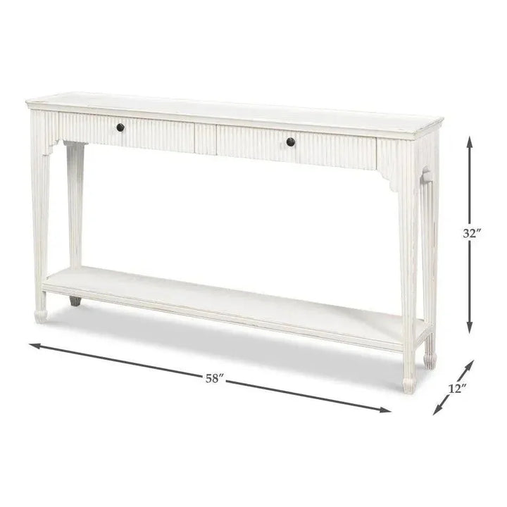 Jude Bungalow Pine White Sofa Table - LOOMLAN - Sarreid - Console Tables