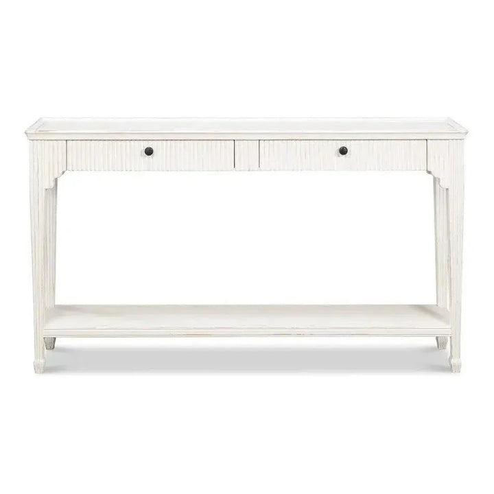 Jude Bungalow Pine White Sofa Table - LOOMLAN - Sarreid - Console Tables