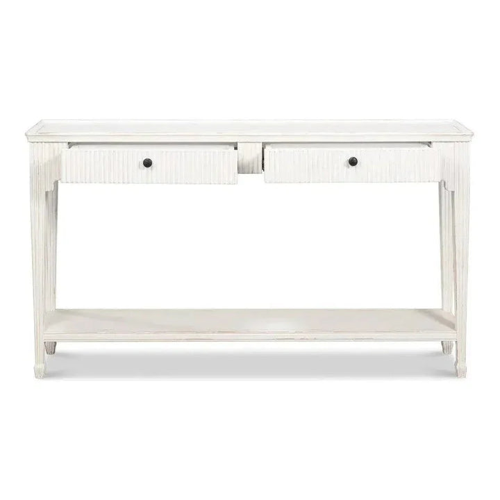 Jude Bungalow Pine White Sofa Table - LOOMLAN - Sarreid - Console Tables