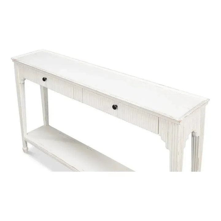 Jude Bungalow Pine White Sofa Table - LOOMLAN - Sarreid - Console Tables