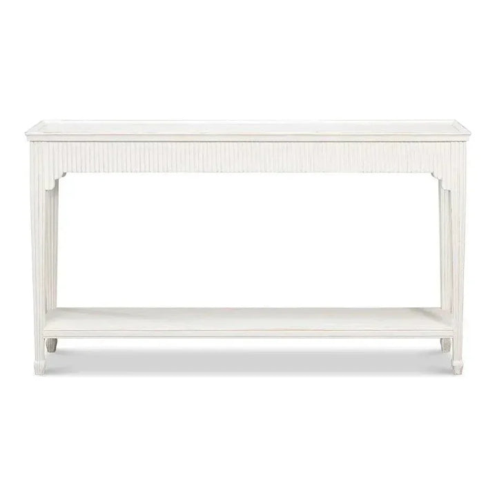 Jude Bungalow Pine White Sofa Table - LOOMLAN - Sarreid - Console Tables