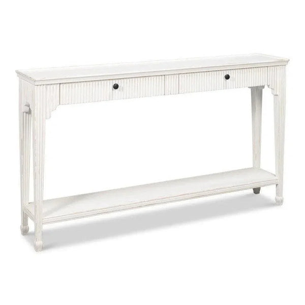 Jude Bungalow Pine White Sofa Table - LOOMLAN - Sarreid - Console Tables