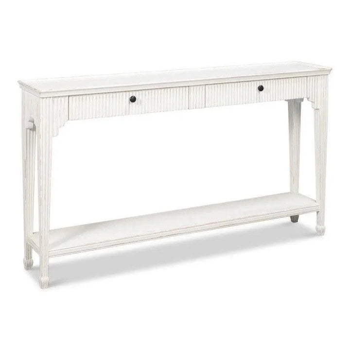 Jude Bungalow Pine White Sofa Table - LOOMLAN - Sarreid - Console Tables