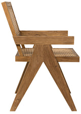 Jude Teak Wood Black Arm Chair with Caning-Club Chairs-Noir-LOOMLAN