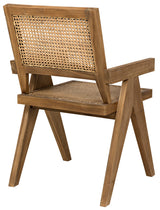 Jude Teak Wood Black Arm Chair with Caning-Club Chairs-Noir-LOOMLAN