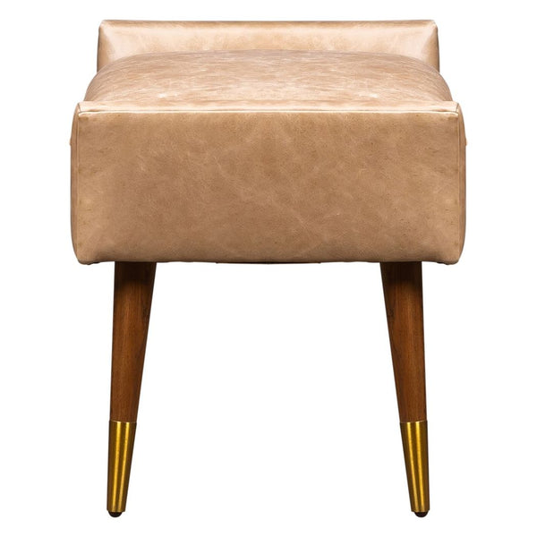 Olivia + Quinn-Judy Leather With Brass Accents Ottoman-Ottomans-Collins Celadon-LOOMLAN