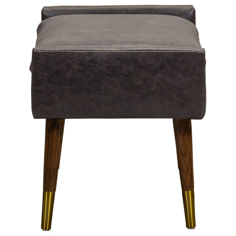 Judy Leather With Brass Accents Ottoman