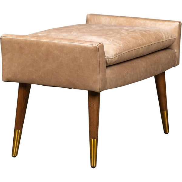 Olivia + Quinn-Judy Leather With Brass Accents Ottoman-Ottomans-Collins Celadon-LOOMLAN