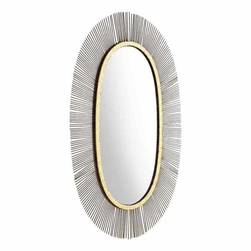 Juju Oval Mirror Black & Gold Wall Mirrors LOOMLAN By Zuo Modern