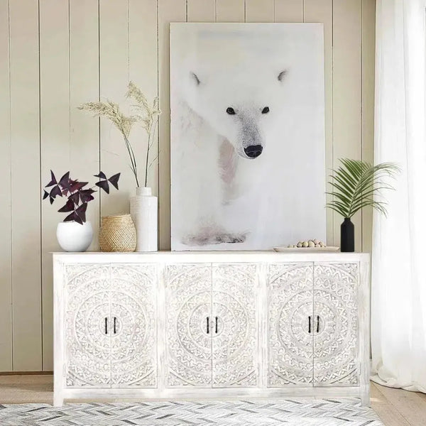 Jumbo Extra Large White Credenza