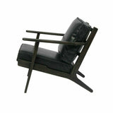 Junior Arm Chair Black Leather Seat Over Wood Base Club Chairs LOOMLAN By LHIMPORTS