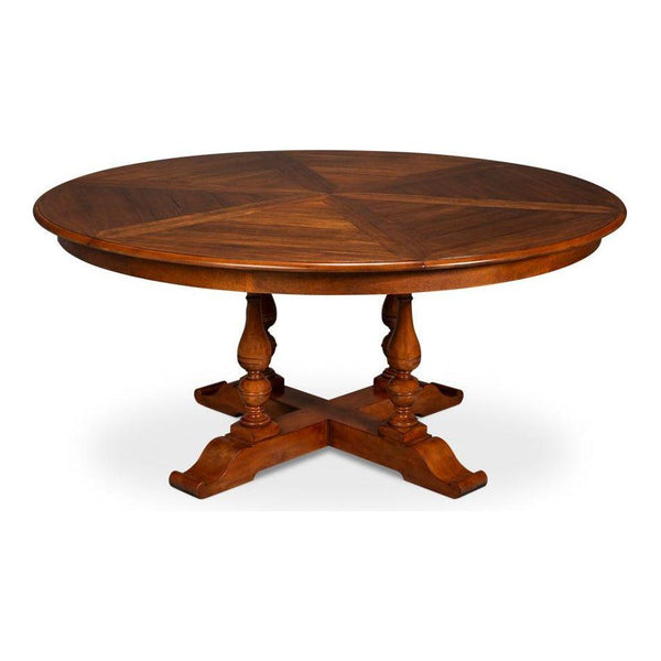 Jupe Wooden Brown Round Dining Table-Dining Tables-Sarreid-55"dia-LOOMLAN