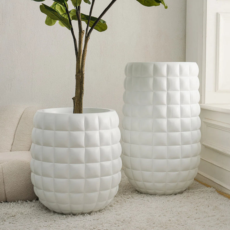 Cloud Waffled Texture Outdoor Fiberglass Planter