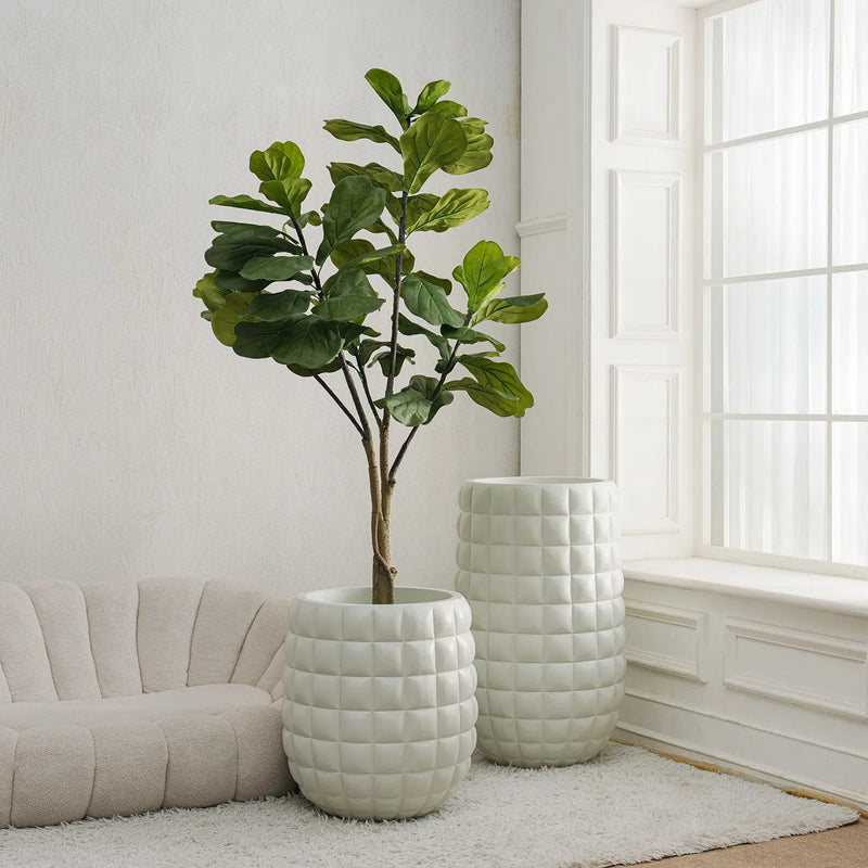 Cloud Waffled Texture Outdoor Fiberglass Planter