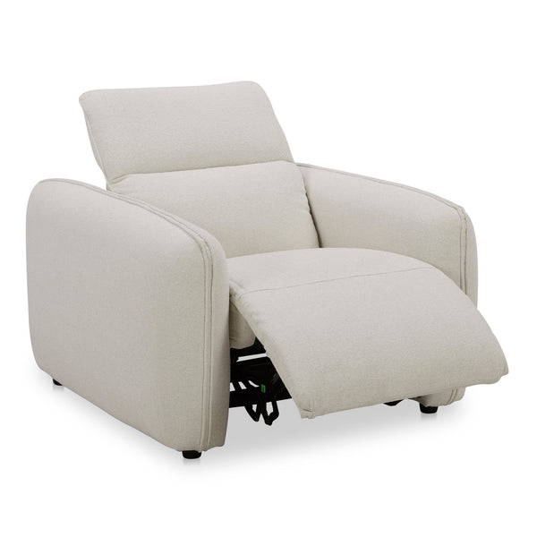 Eli Power Polyester and Solid Wood Ivory Recliner Arm Chair