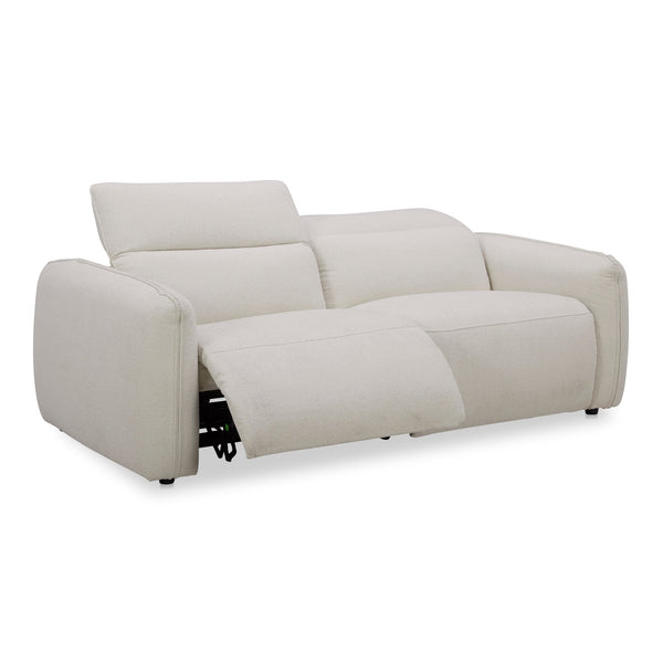 Eli Power Polyester and Solid Wood Ivory Recliner Sofa