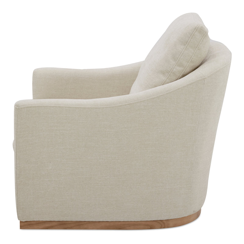 Linden Polyester and Pine Wood Beige Swivel Arm Chair