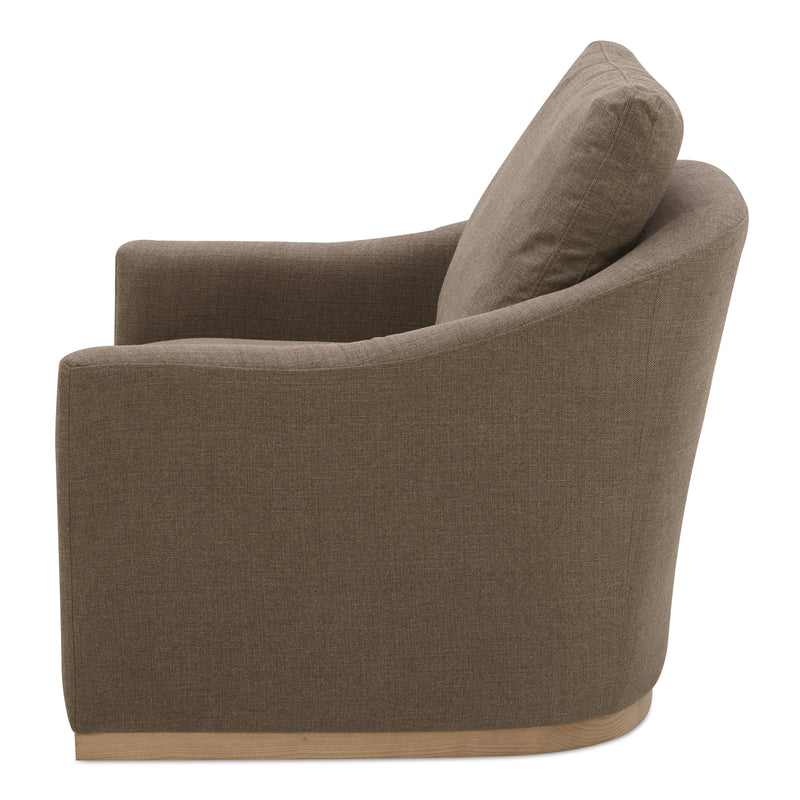 Linden Polyester and Pine Wood Brown Swivel Arm Chair