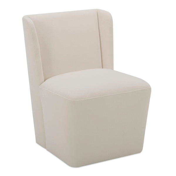 Cormac Rolling Polyester and Multi-Layer Board White Armless Dining Chair