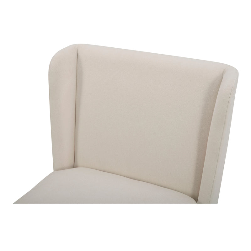 Cormac Rolling Polyester and Multi-Layer Board White Armless Dining Chair