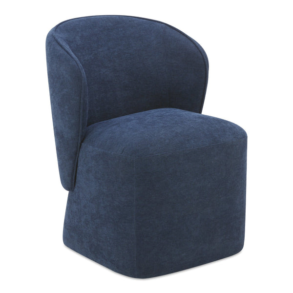 Larson Rolling Polyester and Multi-Layer Board Blue Armless Dining Chair
