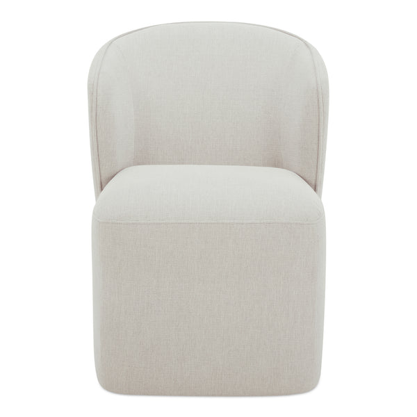 Larson Rolling Polyester and Multi-Layer Board Ivory Armless Dining Chair Performance Fabric