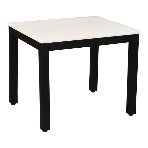 Parson Marble and Iron White Rectangular Side Table