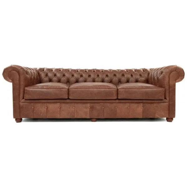 108" Caramel Brown Leather Chesterfield Sofa Made to Order Sofas & Loveseats LOOMLAN By Uptown Sebastian