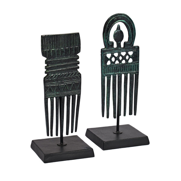 Kai Tribal Artifacts Black Sculpture 2PC