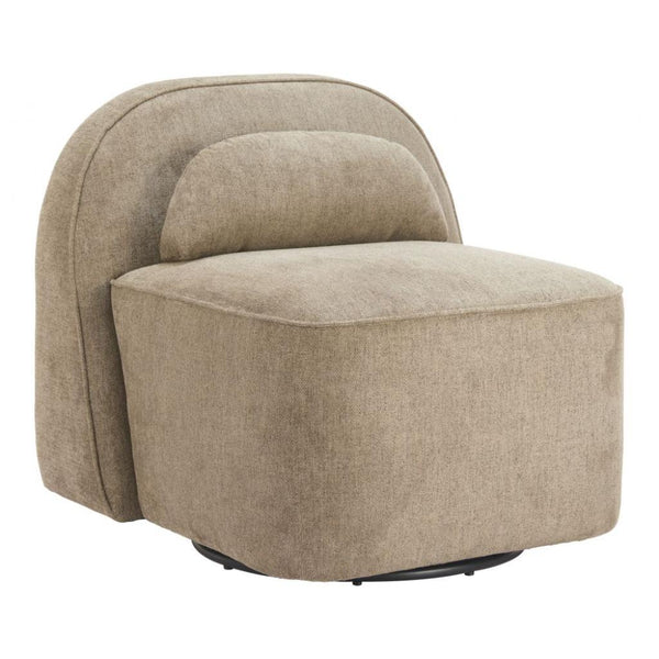 Kakao Shearling Fabric Swivel Club Chair