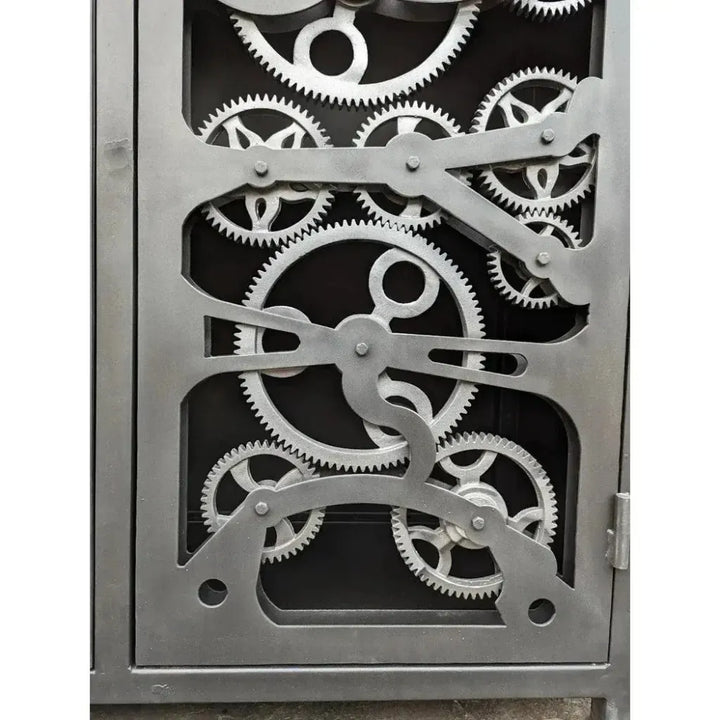 Industrial Gears Black Metal Accent Cabinet - LOOMLAN - LOOMLAN - Accent Cabinets