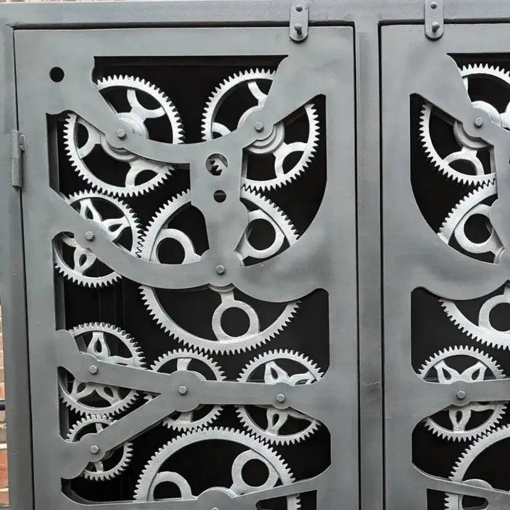 Industrial Gears Black Metal Accent Cabinet - LOOMLAN - LOOMLAN - Accent Cabinets