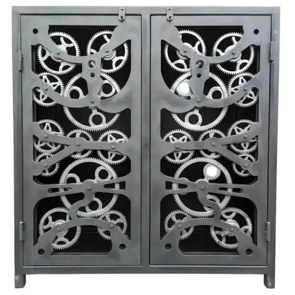 Industrial Gears Black Metal Accent Cabinet - LOOMLAN - LOOMLAN - Accent Cabinets