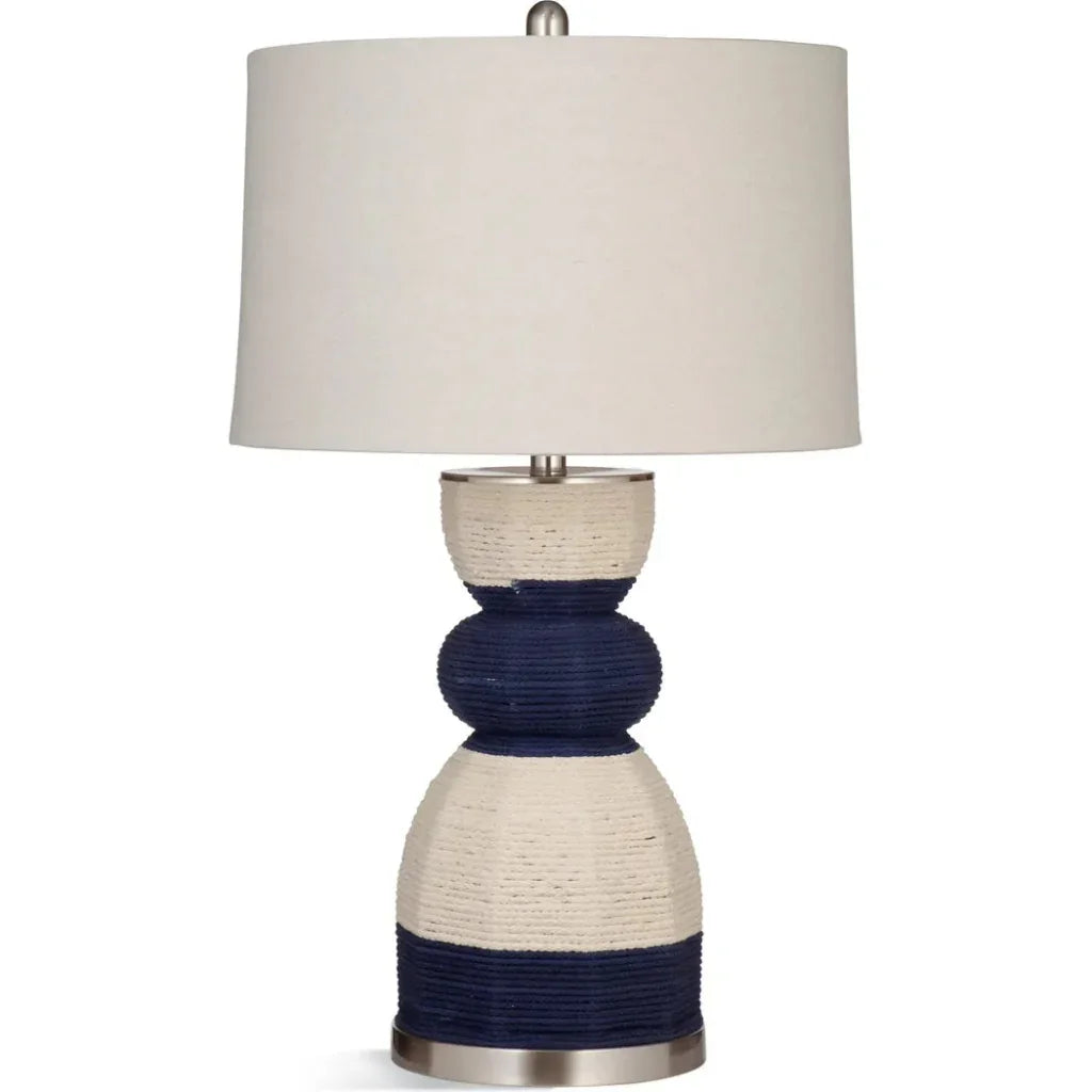 Rope Table Lamp with Blue Drum Shade | LOOMLAN