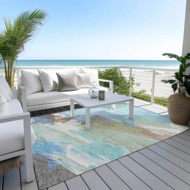 Kashana Blue Washable Indoor - Outdoor Rug - LOOMLAN - LOOMLAN Rugs - Outdoor Rugs