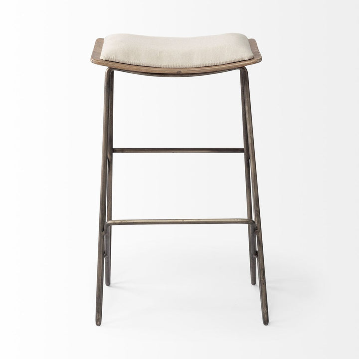 Cream Fabric Counter Stool with Gold Frame | LOOMLAN