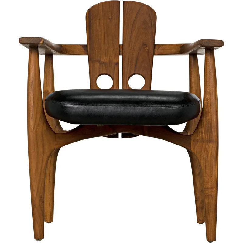 Kato Chair, Teak with Leather-Dining Chairs-Noir-LOOMLAN